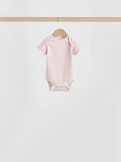 Pink Heart Baby Short Sleeve Bodysuits 5 Pack