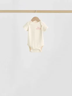 Pink Heart Baby Short Sleeve Bodysuits 5 Pack