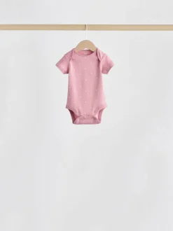 Pink Heart Baby Short Sleeve Bodysuits 5 Pack