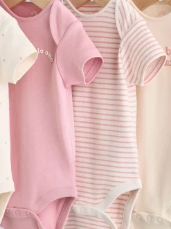 Pink Heart Baby Short Sleeve Bodysuits 5 Pack