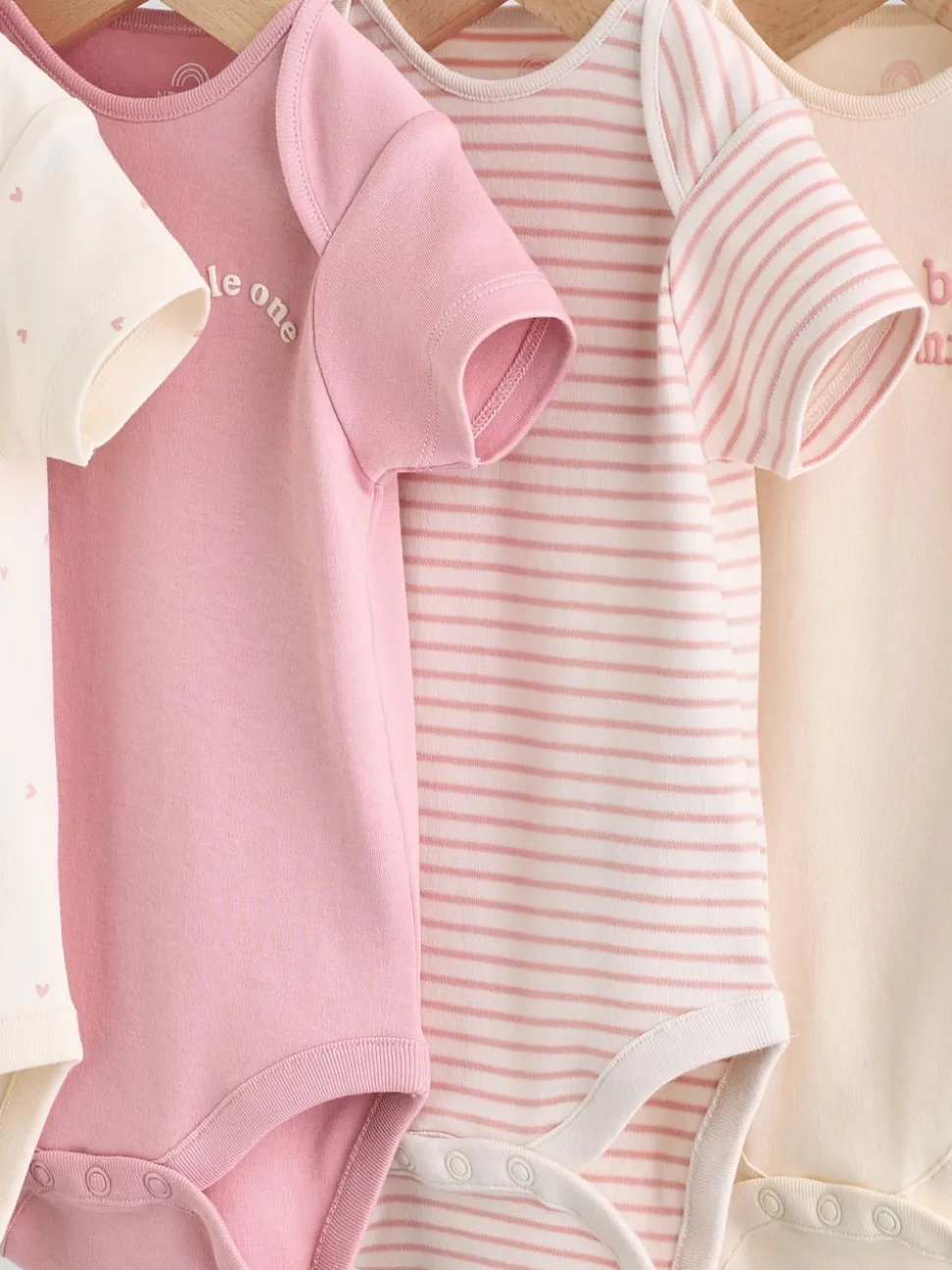 Pink Heart Baby Short Sleeve Bodysuits 5 Pack