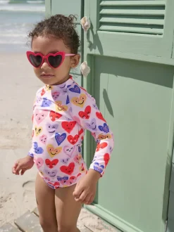 Pink Heart Long Sleeve Sunsafe Swim Set (3mths-7yrs)