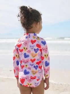 Pink Heart Long Sleeve Sunsafe Swim Set (3mths-7yrs)