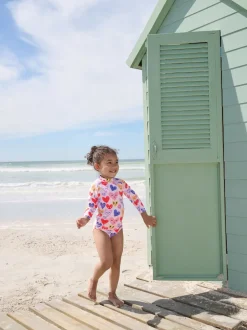 Pink Heart Long Sleeve Sunsafe Swim Set (3mths-7yrs)