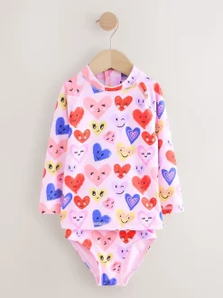Pink Heart Long Sleeve Sunsafe Swim Set (3mths-7yrs)