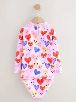 Pink Heart Long Sleeve Sunsafe Swim Set (3mths-7yrs)