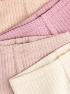 Pink Ribbed Baby Leggings 4 Pack (0mths-2yrs)