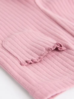 Pink Ribbed Baby Leggings 4 Pack (0mths-2yrs)