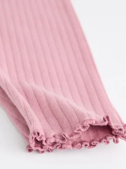 Pink Ribbed Baby Leggings 4 Pack (0mths-2yrs)
