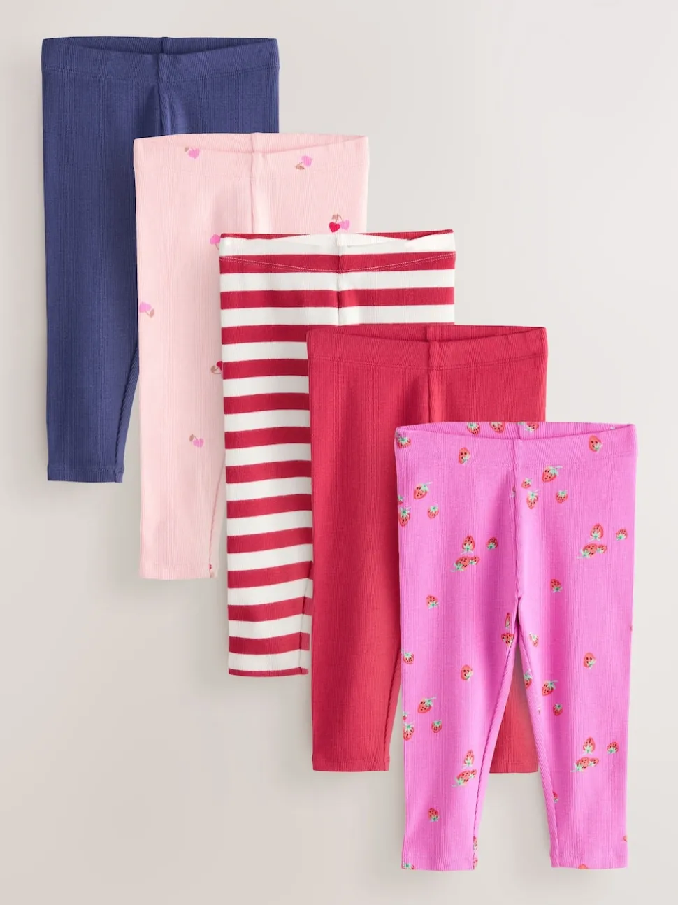 Pink Ribbed Leggings 5 Pack (3mths-7yrs)