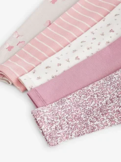 Pink Ribbed Leggings 5 Pack (3mths-7yrs)
