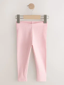Pink Ribbed Leggings 5 Pack (3mths-7yrs)