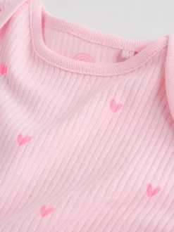 Pink Short Sleeve Baby Bodysuits 5 Pack