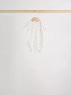 Pink Short Sleeve Baby Bodysuits 5 Pack