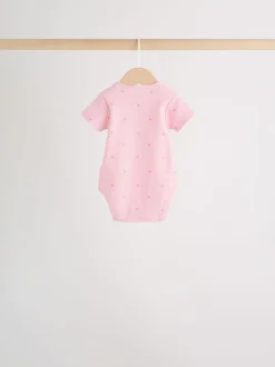 Pink Short Sleeve Baby Bodysuits 5 Pack