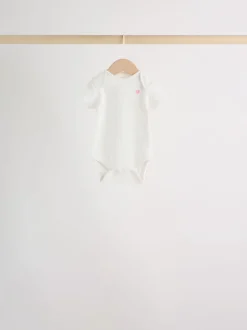 Pink Short Sleeve Baby Bodysuits 5 Pack