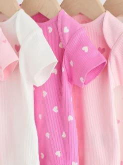 Pink Short Sleeve Baby Bodysuits 5 Pack