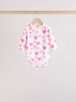 Pink Star 5 Pack Long Sleeve Baby Bodysuits