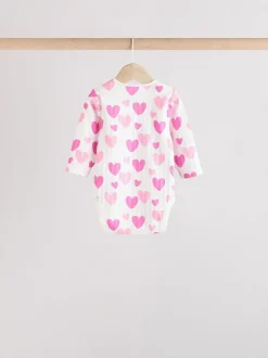 Pink Star 5 Pack Long Sleeve Baby Bodysuits