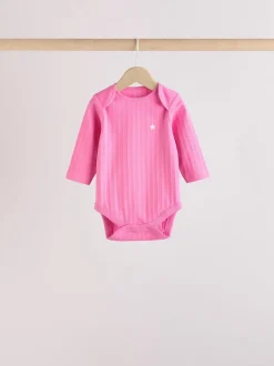Pink Star 5 Pack Long Sleeve Baby Bodysuits