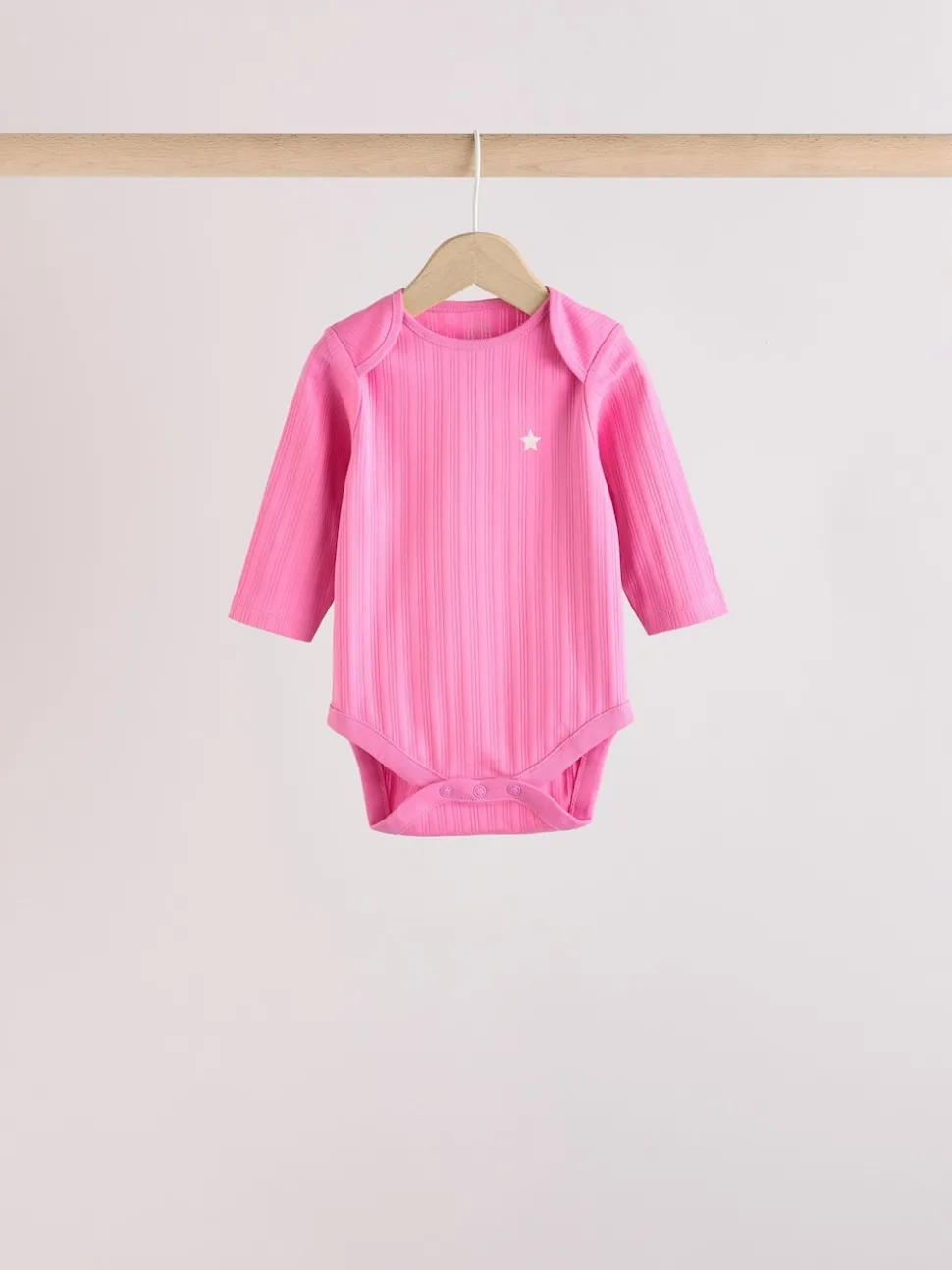 Pink Star 5 Pack Long Sleeve Baby Bodysuits