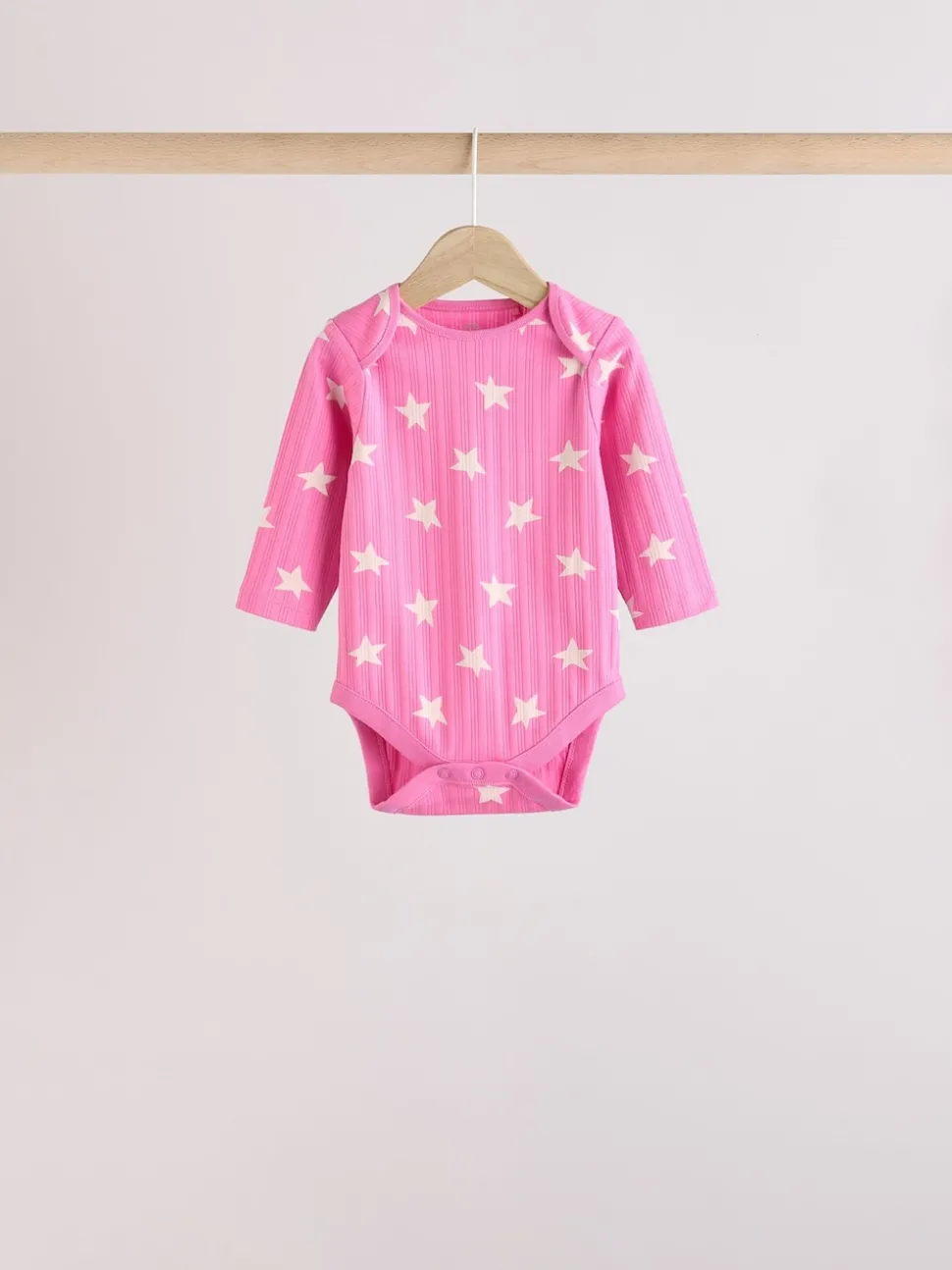 Pink Star 5 Pack Long Sleeve Baby Bodysuits