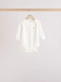 Pink Star 5 Pack Long Sleeve Baby Bodysuits