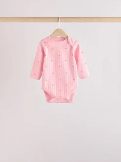 Pink Star 5 Pack Long Sleeve Baby Bodysuits