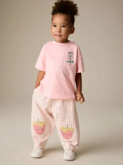 Pink Strawberry Embellished Barrel Trousers (3mths-7yrs)