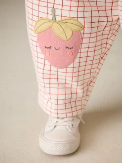 Pink Strawberry Embellished Barrel Trousers (3mths-7yrs)