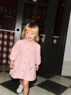 Pink Stripe Long Sleeve Cotton Dress (3mths-8yrs)