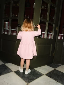 Pink Stripe Long Sleeve Cotton Dress (3mths-8yrs)