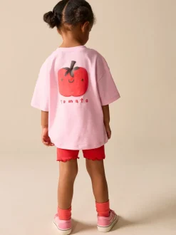 Pink Tomato Character Short Sleeve T-Shirt and Cycle Shorts Set (3mths-7yrs)