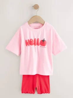 Pink Tomato Character Short Sleeve T-Shirt and Cycle Shorts Set (3mths-7yrs)
