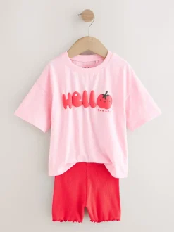 Pink Tomato Character Short Sleeve T-Shirt and Cycle Shorts Set (3mths-7yrs)