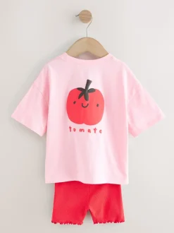 Pink Tomato Character Short Sleeve T-Shirt and Cycle Shorts Set (3mths-7yrs)