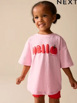 Pink Tomato Character Short Sleeve T-Shirt and Cycle Shorts Set (3mths-7yrs)