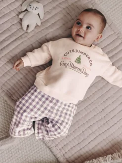 Pink Baby Christmas Jumpers and Trousers 2 Piece Set (0mths-2yrs)