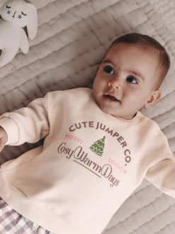 Pink Baby Christmas Jumpers and Trousers 2 Piece Set (0mths-2yrs)