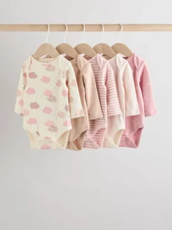 Pink Baby Long Sleeve Bodysuits 5 Pack