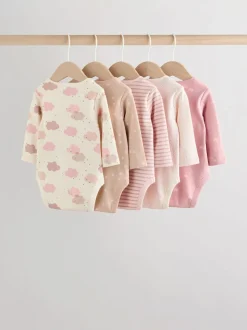 Pink Baby Long Sleeve Bodysuits 5 Pack
