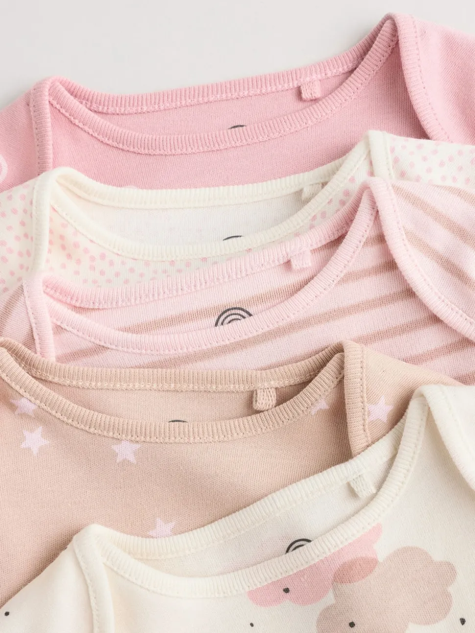 Pink Baby Long Sleeve Bodysuits 5 Pack