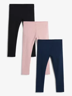 Pink/Black/Navy Regular Fit Leggings 3 Pack (3-16yrs)