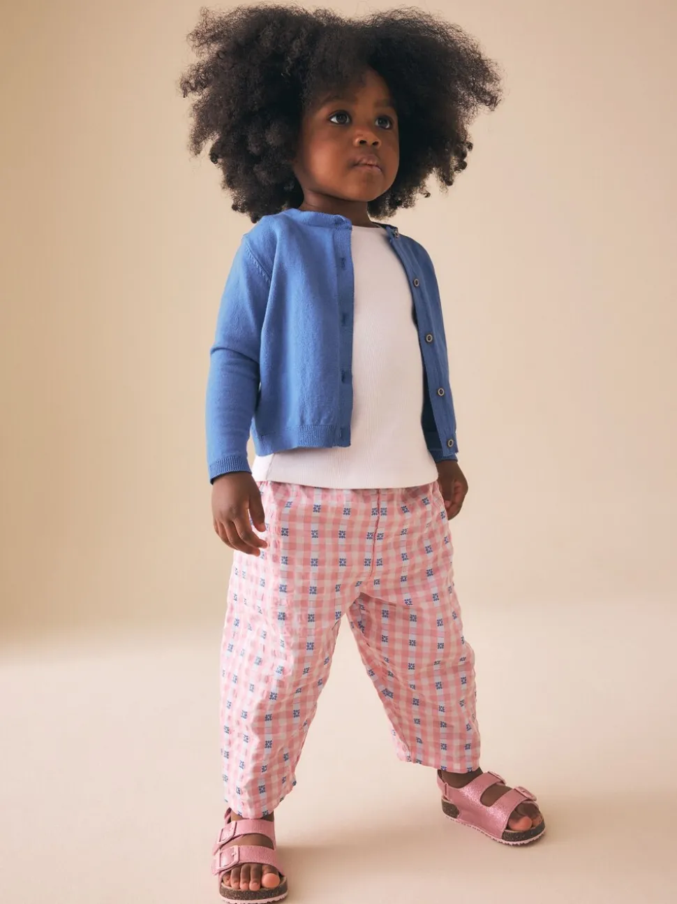 Pink/Blue Gingham Pullon Barrel Trousers (3mths-7yrs)