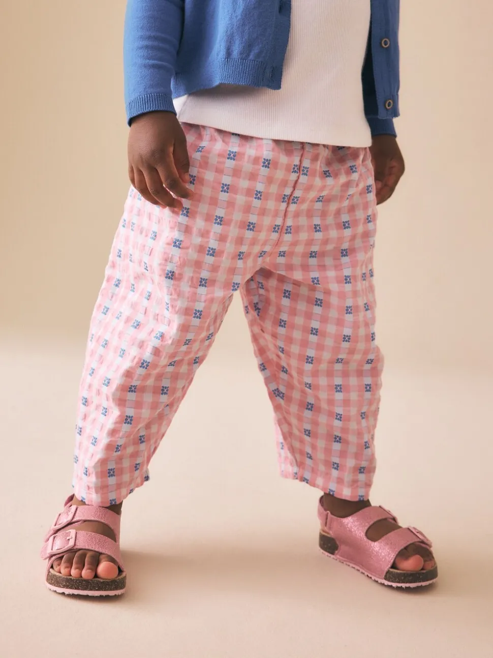 Pink/Blue Gingham Pullon Barrel Trousers (3mths-7yrs)