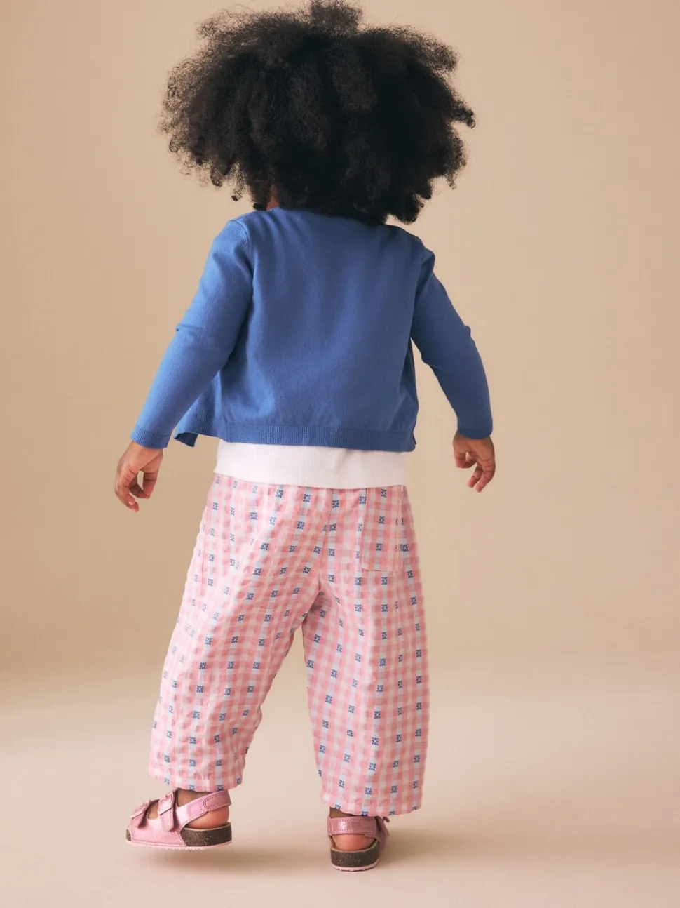 Pink/Blue Gingham Pullon Barrel Trousers (3mths-7yrs)