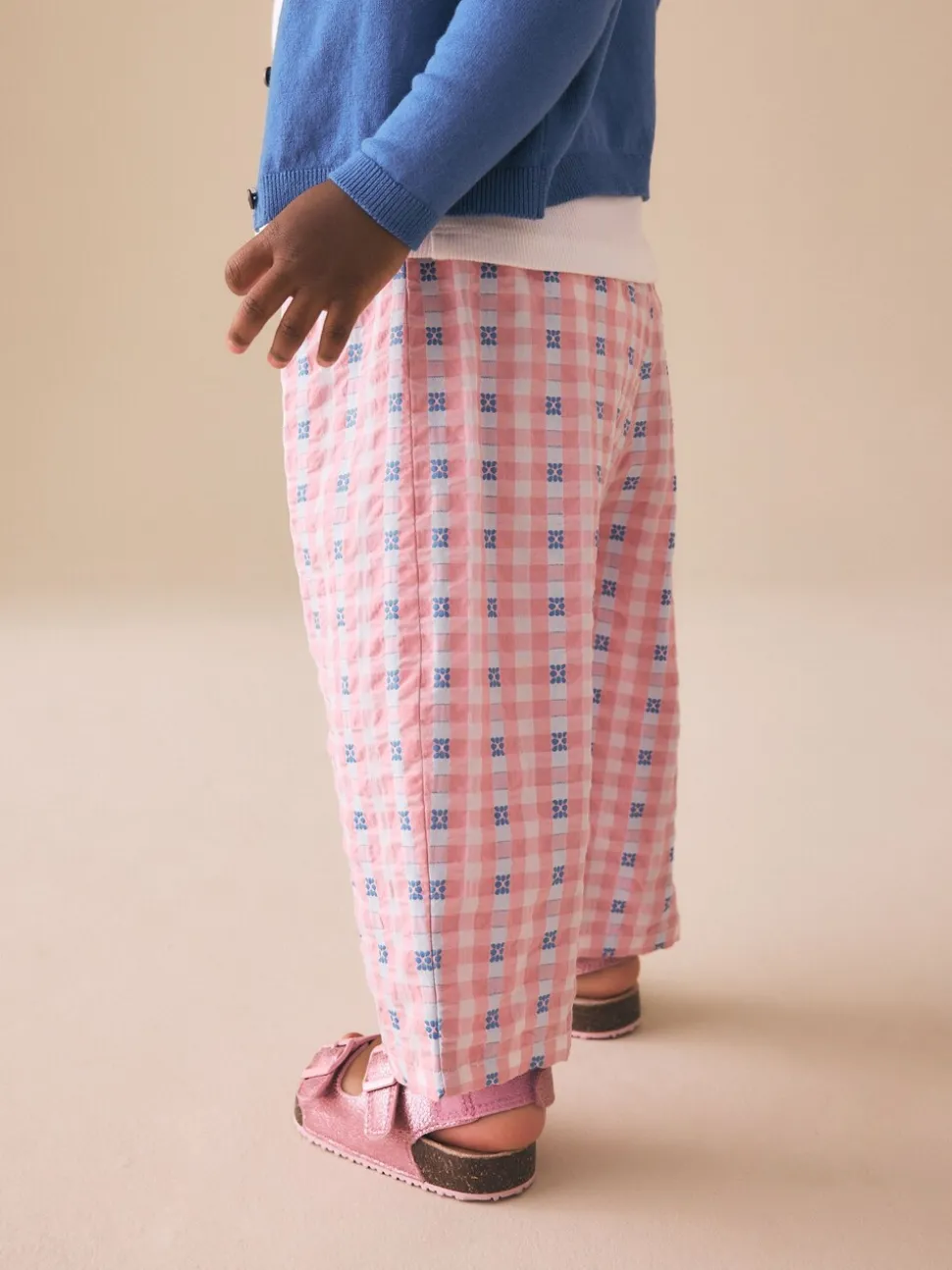 Pink/Blue Gingham Pullon Barrel Trousers (3mths-7yrs)