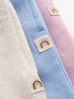 Pink/Blue/Oatmeal Wide Leg Joggers 3 Pack (3mths-7yrs)