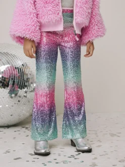 Pink/Blue Ombre Sequin Party Flared Leggings (3-16yrs)