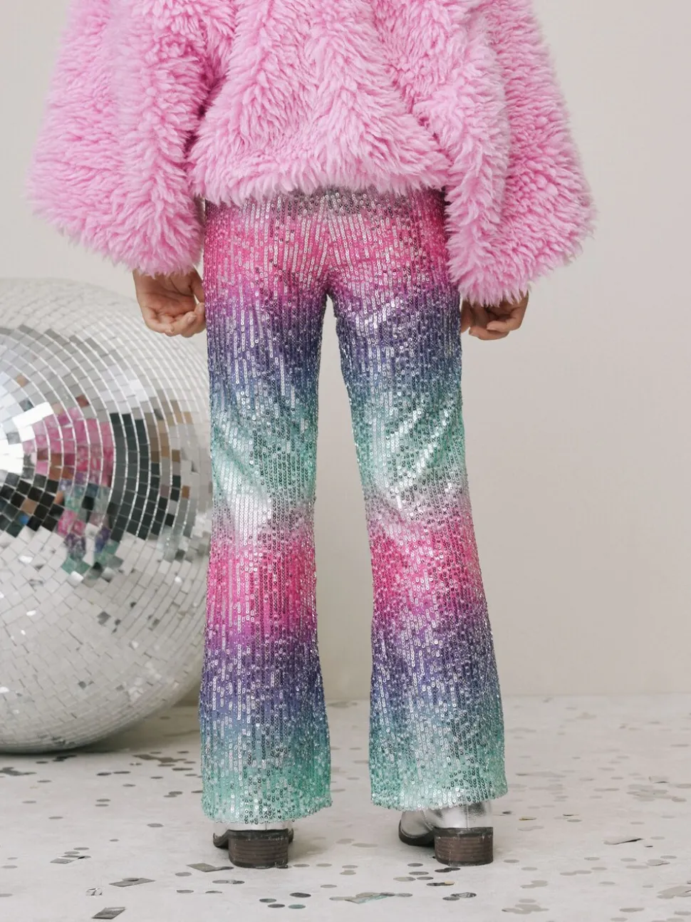 Pink/Blue Ombre Sequin Party Flared Leggings (3-16yrs)